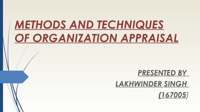 Methods and techniques of organization appraisal