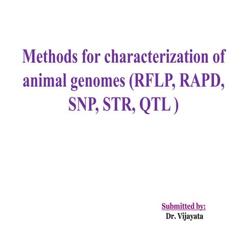 Methods for characterization of animal genomes(snp,str,qtl,rflp,rapd)