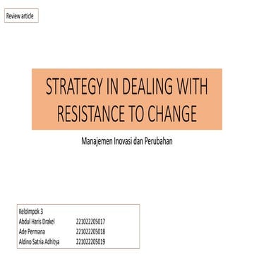 Factors helpful in overcoming resistance to change | PPTX