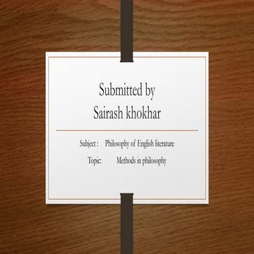 Methods in philosophy