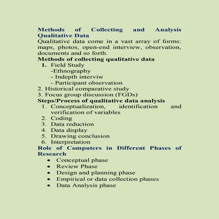 Methods of collecting and analysis qualitative data