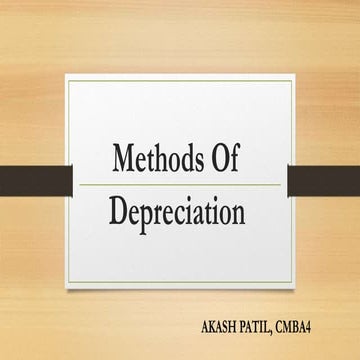 Depreciation and its methods