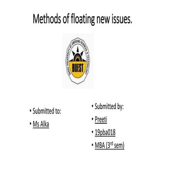 Methods of floating new issues