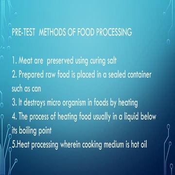 pretest - methods of food processing | PPTX