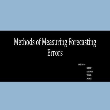 Measurements Methods of forecasting errors