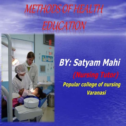 Methods and levels of health education ppt