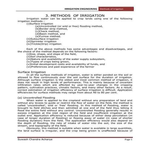 Methods  of irrigation