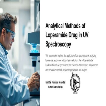 Analytical Methods of Loperamide Drug in UV Spectroscopy