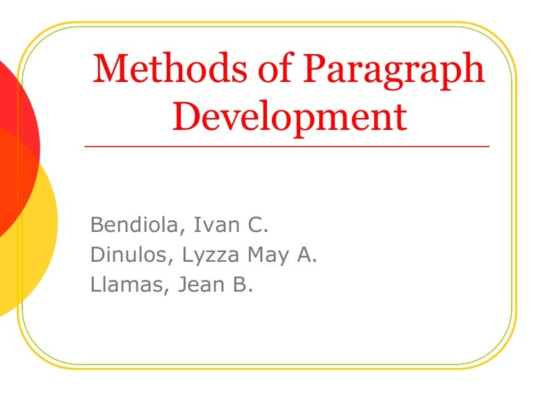 Methods Of Paragraph Development