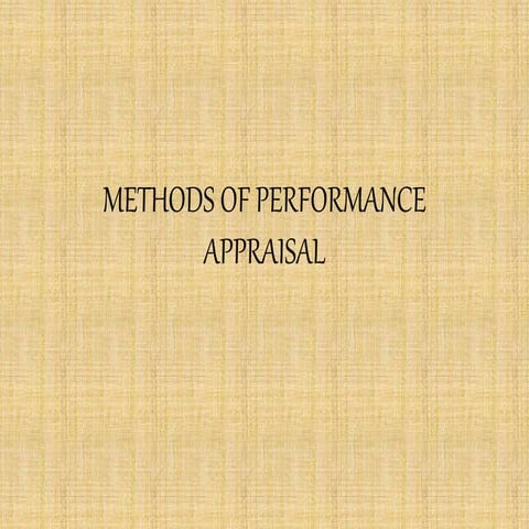 Methods of performance appraisal