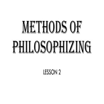 methods of philosophizing in the introduction to the philosophy | PPTX