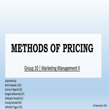 Methods of pricing