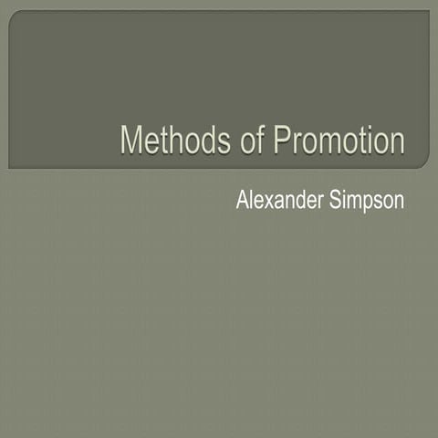 Methods of promotion