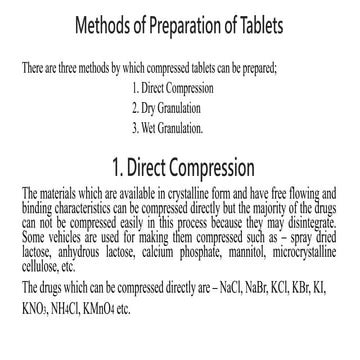 Methods of tablet manufacture