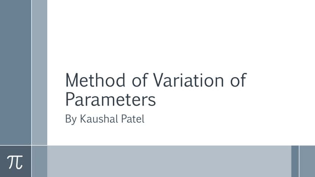 Methods of variation of parameters- advance engineering mathe mathematics