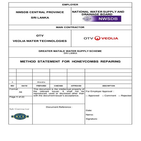 Method statement  honycomb repairing