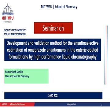 Method validation in HPLC of omeprazole enantiomers