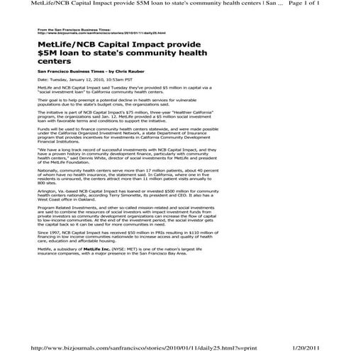 MetLife/NCB Capital Impact