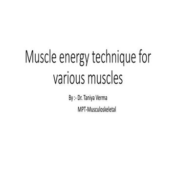 Muscle energy techniques for various muscles ( MET) 