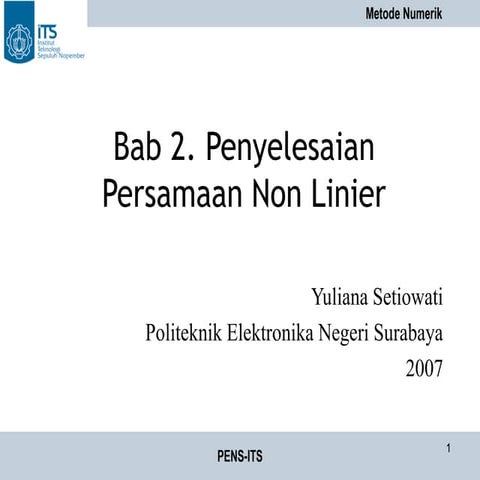 Penyelesaian Akar Persamaan Non Linier 1