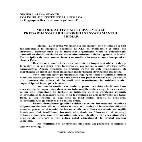 Metode activ participative_istorie