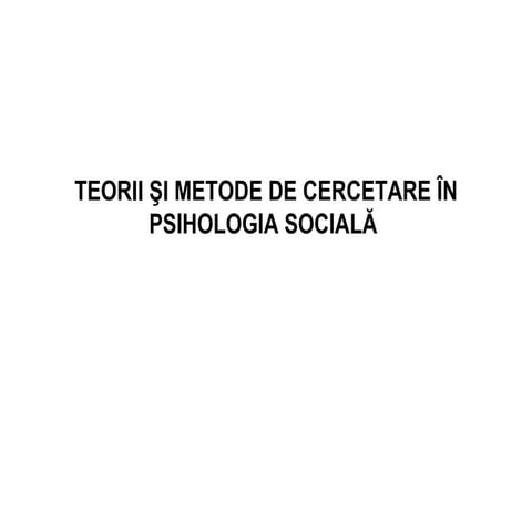 Metode De Cercetare îN Psihologia Socială