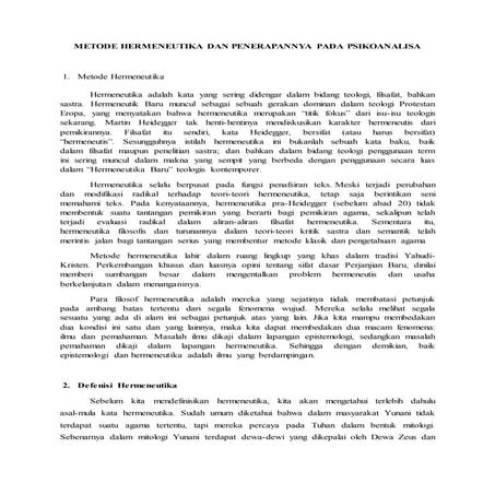 Metode hermeneutika dan penerapannya pada psikoanalisa
