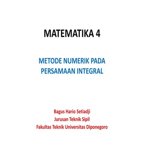 Metode numerik pada persamaan integral (new)