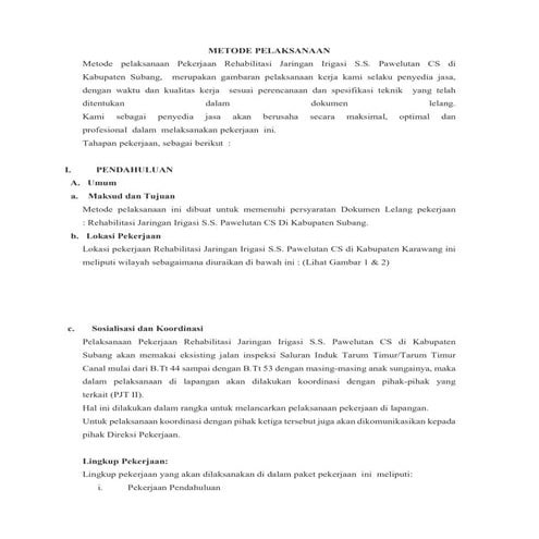 Metode pelaksanaan irigasi