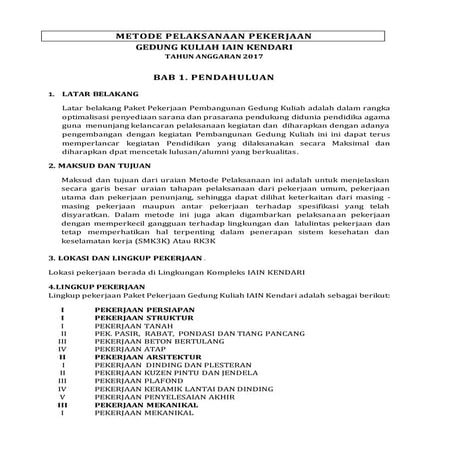 Metode teknis dan flow chart of work | PDF