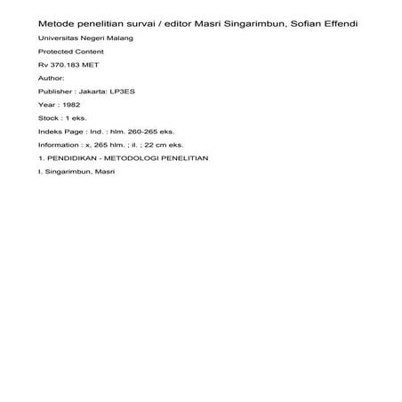 Metode penelitian survai   editor masri singarimbun, sofian effendi