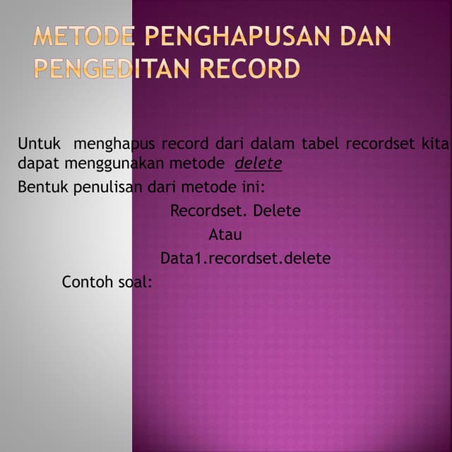 Metode penghapusan record
