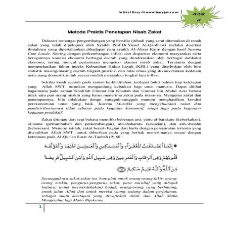 Metode Praktis Penetapan Nisab Zakat