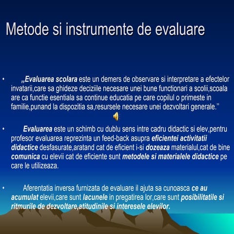 Metode si instrumente de evaluare