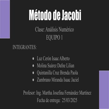 Método de Jacobi Análisis Numérico Iterativo