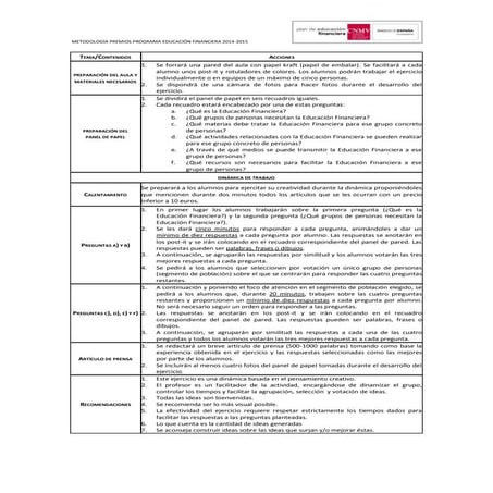 Metodología III Premios Programa de Educación Financiera 2014/2015