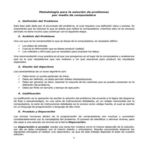 Metodología para la solución de problemas