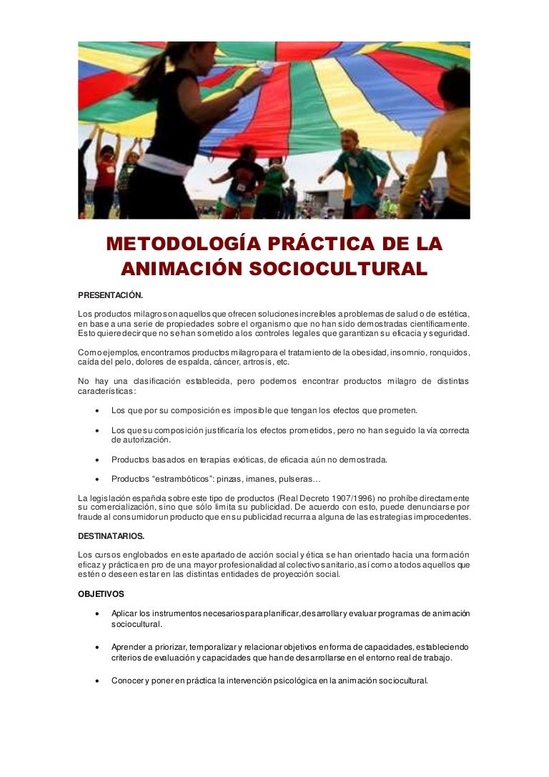 Metodología práctica de la animación sociocultural