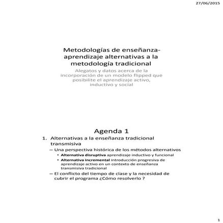 Metodologías de enseñanza aprendizaje alternativas a la metodología tradicional