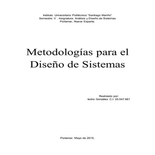 Metodologías para el Diseño de Sistemas