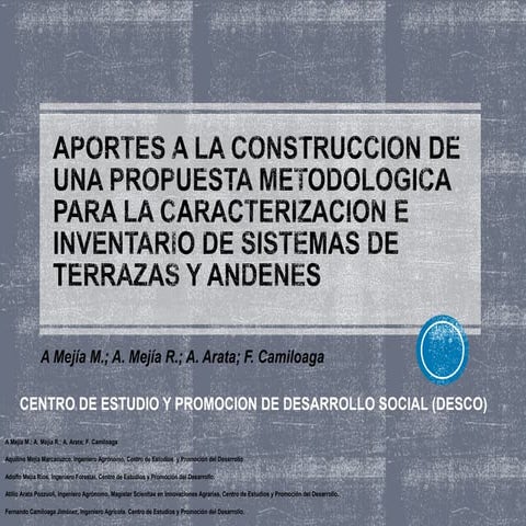 Aporte a la construccion de una propuesta metodologica para la caracterizació...