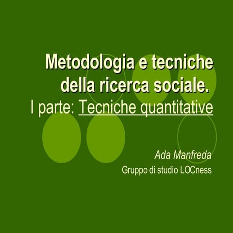 Metodologia e Tecniche della Ricerca Sociale | PPT