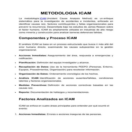 METODOLOGIA ICAM INVESTIGACION DE ACCIDENTES | PDF