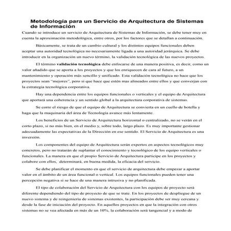 Metodologia servicio de arquitectura