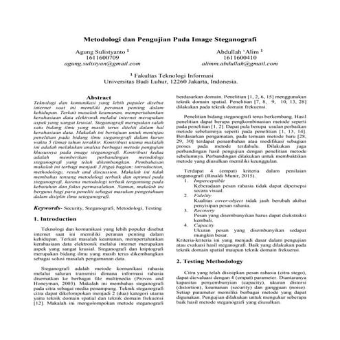 Metodologi dan pengujian pada image steganografi
