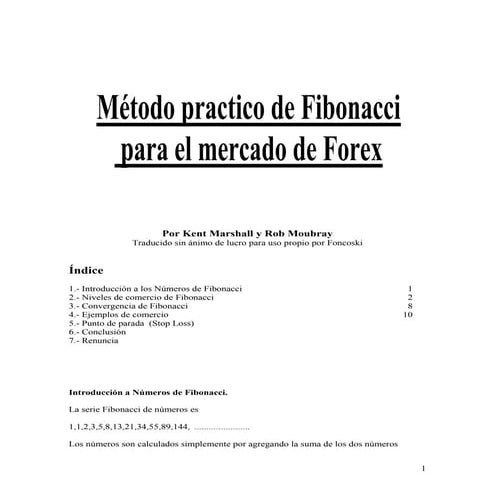 Metodo practico de fibonacci para el mercado forex
