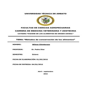 Metodos de conservacion de alimentos