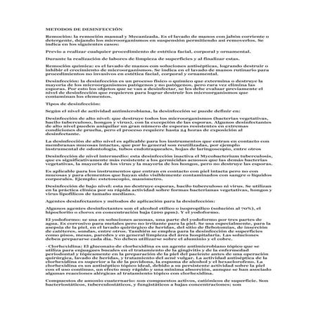 Metodos de desinfección