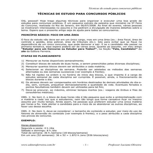 Plano de Estudos para Concurso INSS | PDF