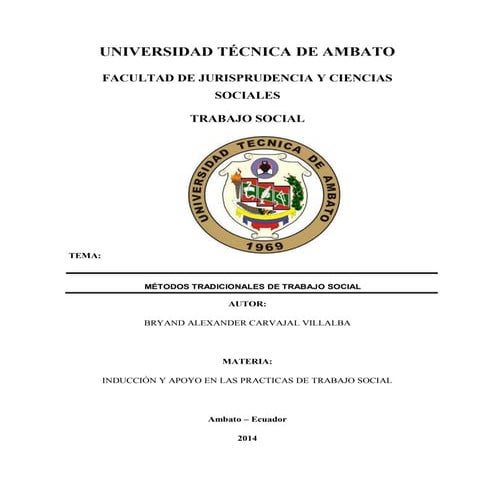 MÉTODOS TRADICIONALES DE TRABAJO SOCIAL